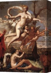 Nicolas Poussin Canvas Paintings - Venus Presenting Arms to Aeneas [detail 1] by Nicolas Poussin